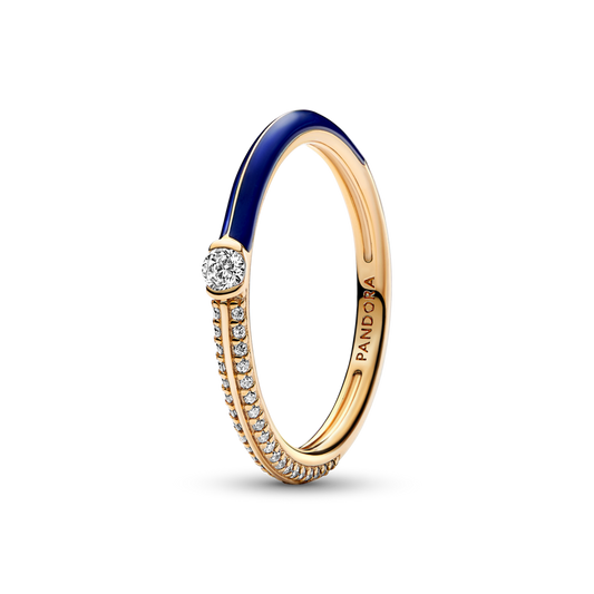 Pandora ME Pavé ir mėlynas dvigubas žiedas - Pandora Lietuva