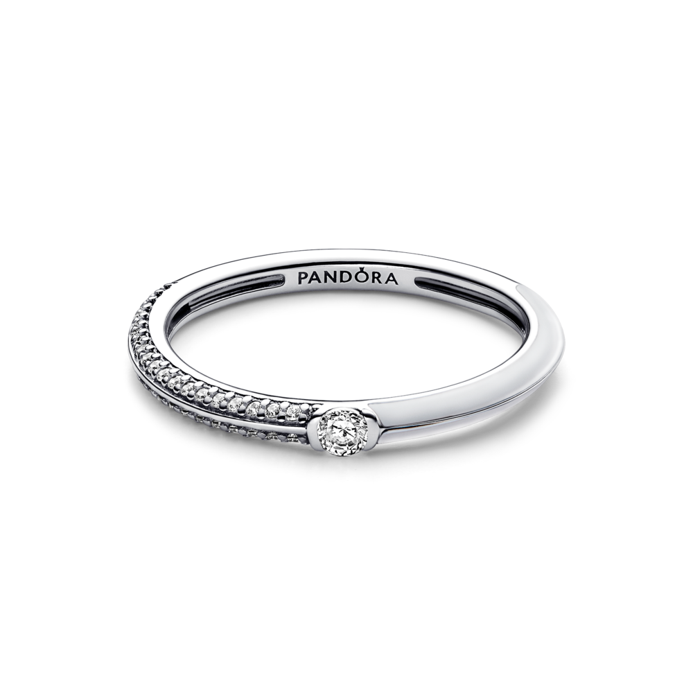 Pandora ME Pavé ir baltas dvigubas žiedas - Pandora Lietuva