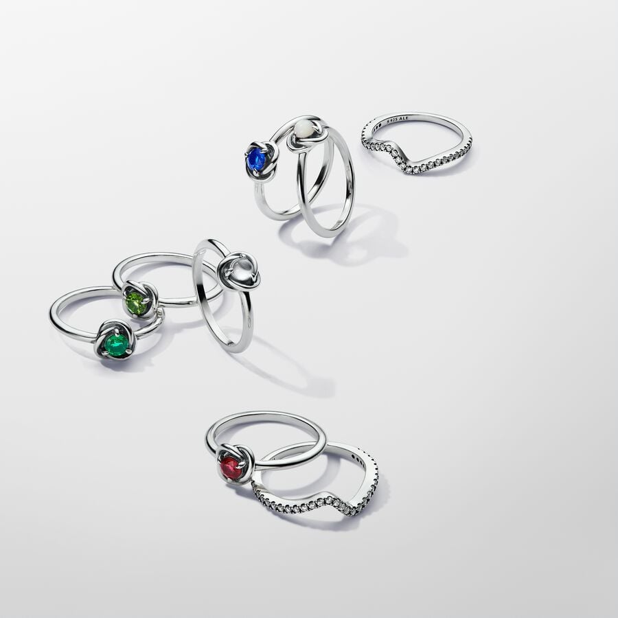 Amžinybės rato žiedas su rugsėjo mėnesį gimusiųjų akmeniu - Pandora Lietuva