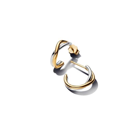 Atviri dvispalviai organiškos lankelio formos auskarai - Pandora Lietuva