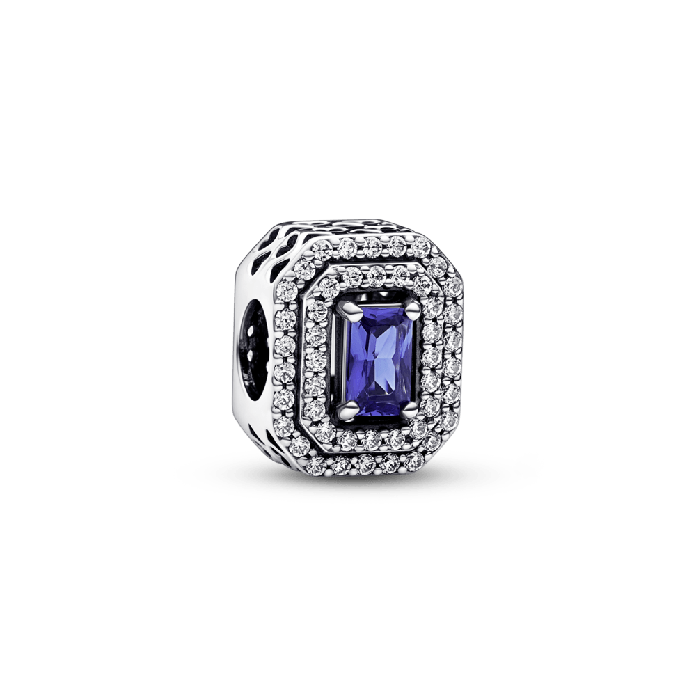 Blue Sparkling Levelled Rectangular Charm - Pandora LT