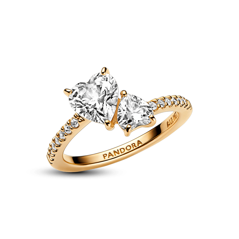 Double Heart Sparkling Ring žiedas - Pandora Lietuva