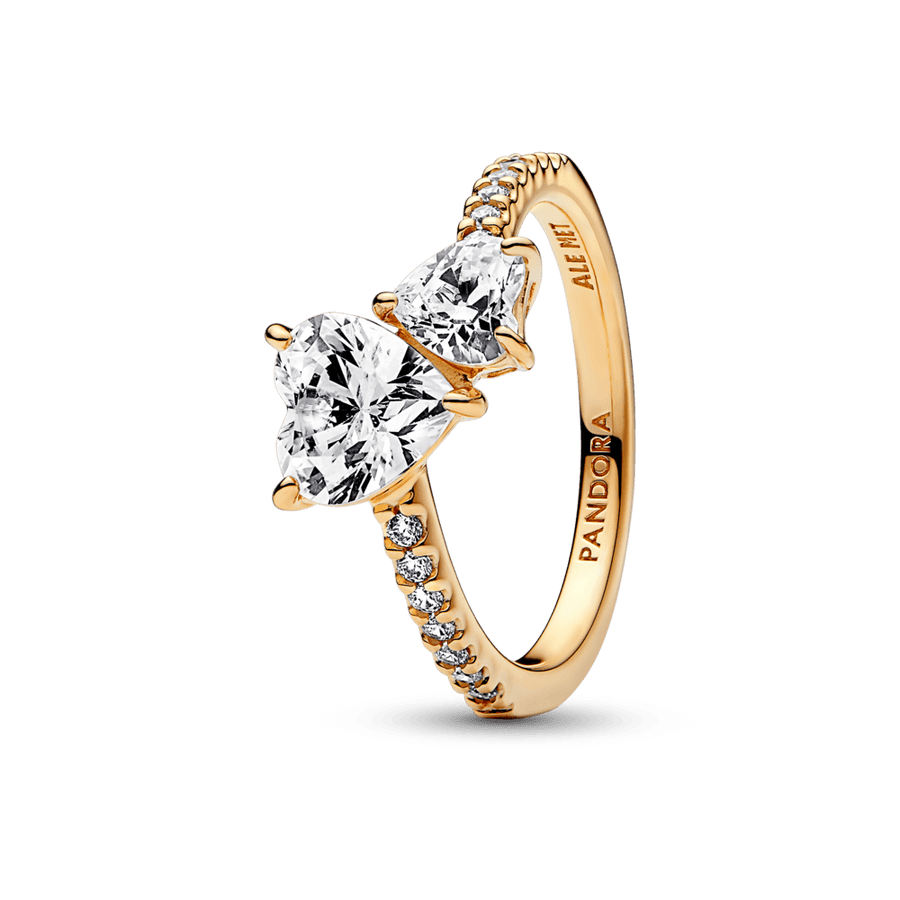 Double Heart Sparkling Ring žiedas - Pandora Lietuva