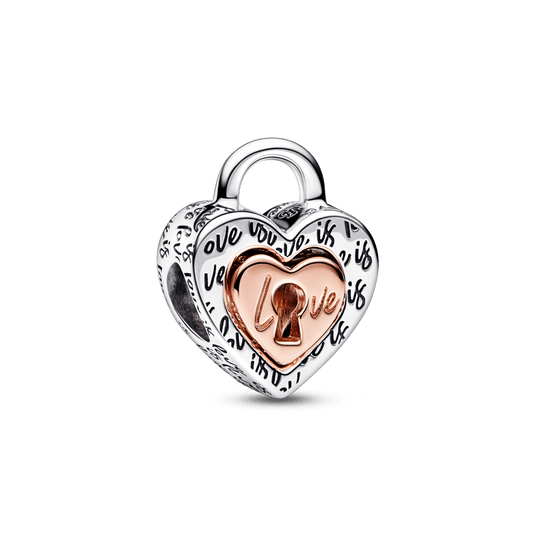 Dviejų tonų pakabinamos spynos perskeliamos širdies amuletas - Pandora Lietuva