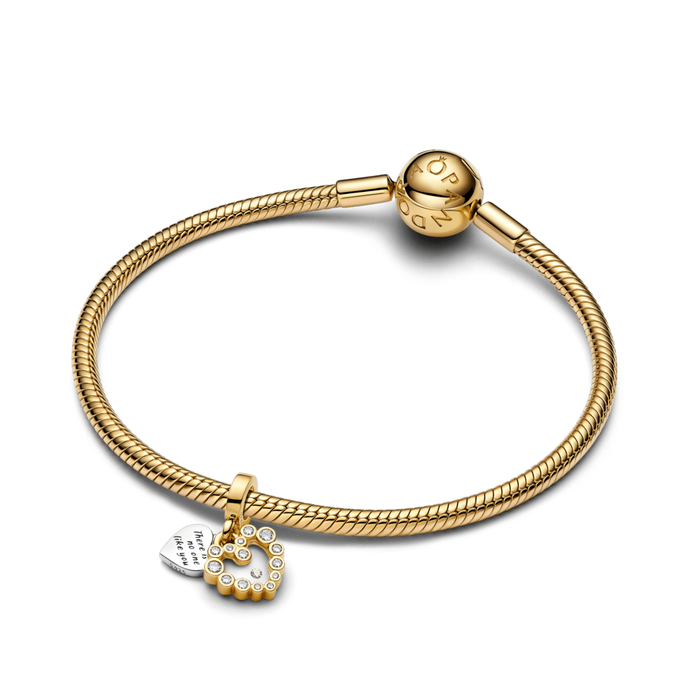 Dvigubas kabantis karoliukas „Spindinti širdis“ - Pandora Lietuva