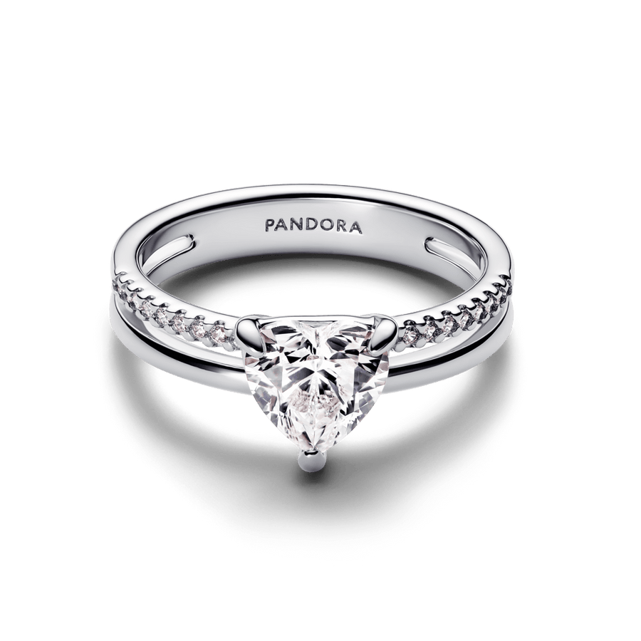 Dvigubo lankelio žiedas su širdimi - Pandora Lietuva