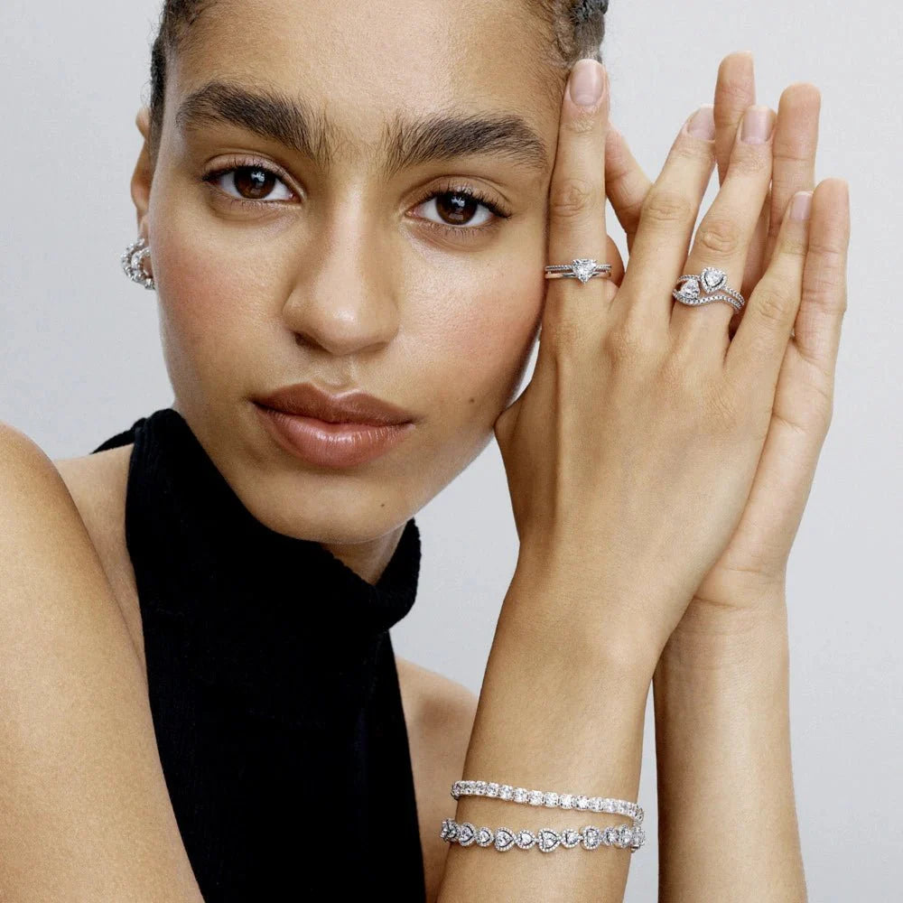 Dvigubo lankelio žiedas su širdimi - Pandora Lietuva