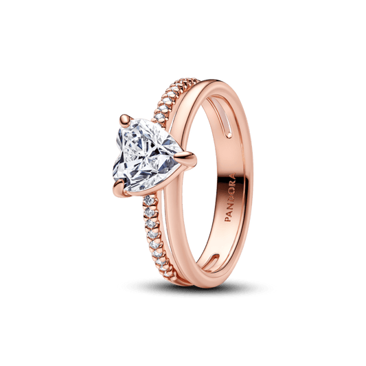 Dvigubo lankelio žiedas su širdimi - Pandora Lietuva