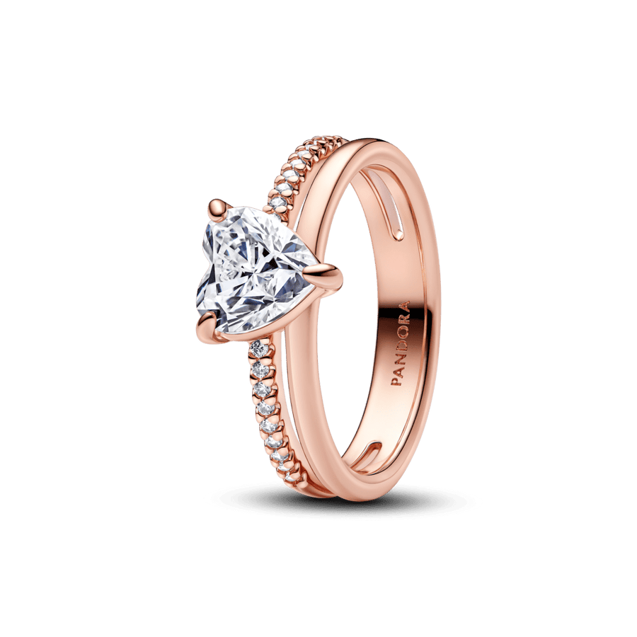 Dvigubo lankelio žiedas su širdimi - Pandora Lietuva