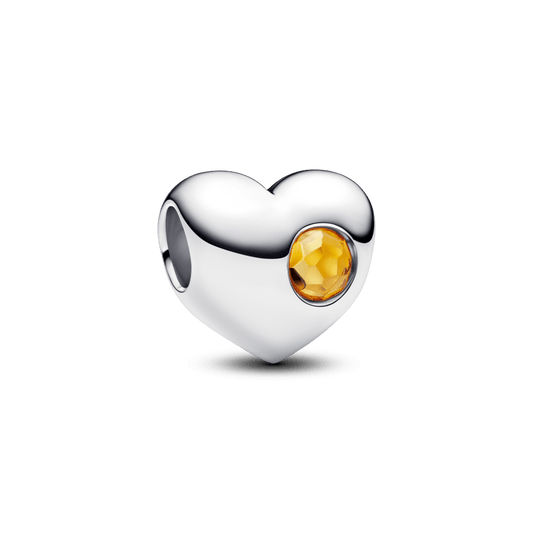 Graviruojamas širdelės karoliukas su medaus spalvos akmenėliu - Pandora Lietuva