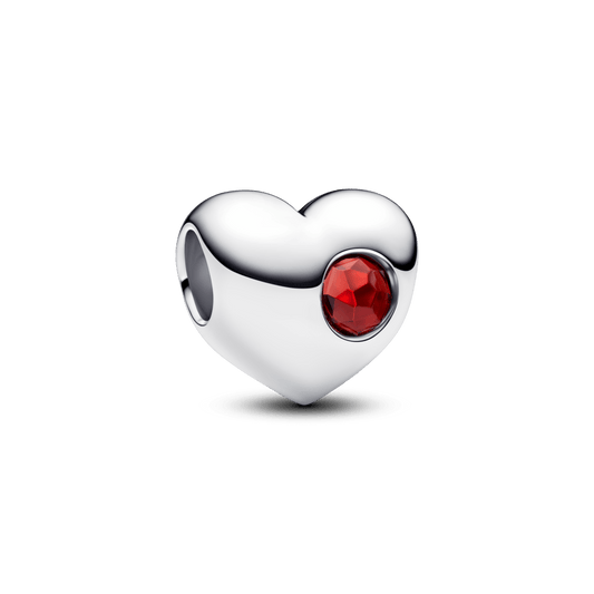 Graviruojamas širdelės karoliukas su raudonu akmenėliu - Pandora Lietuva