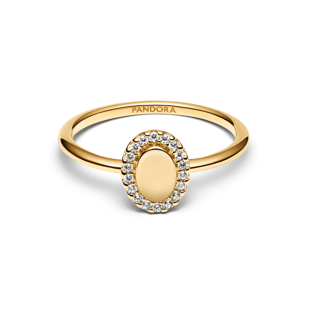 Graviruojamas žiedas su ovalo formos aureole - Pandora Lietuva