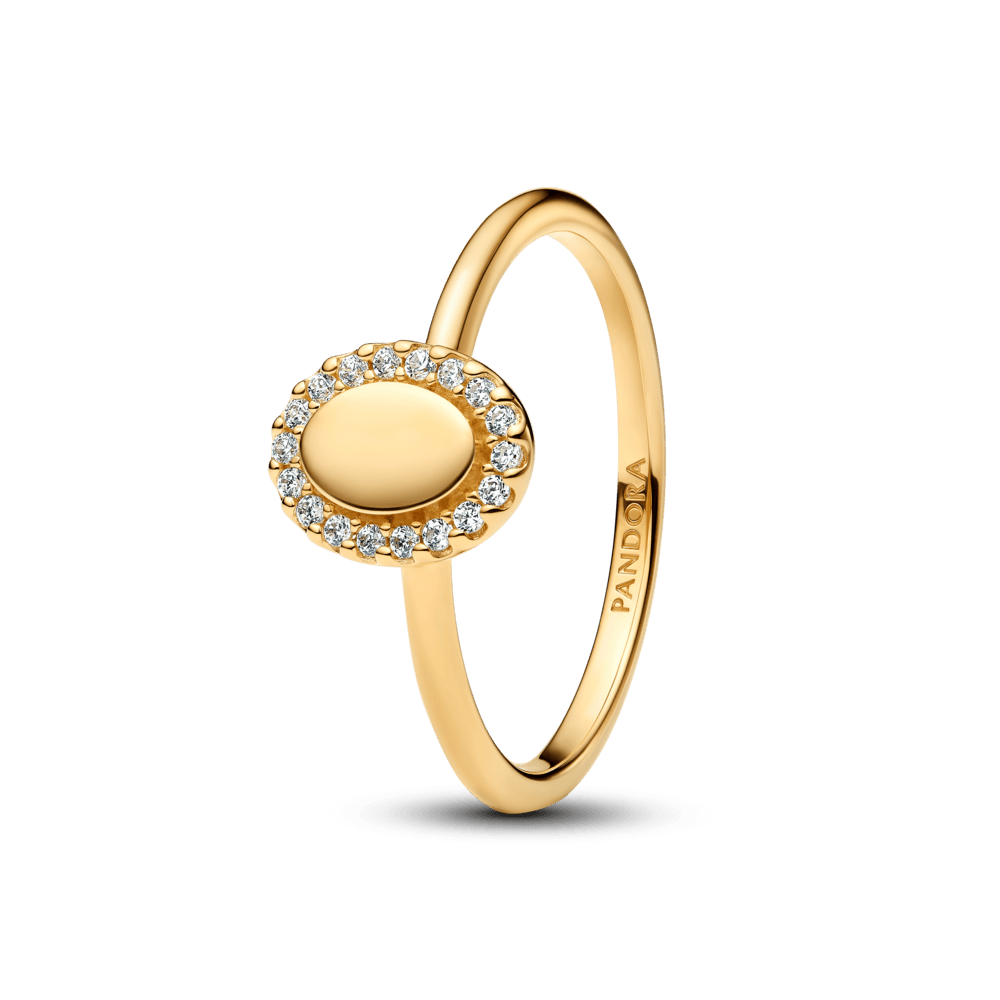Graviruojamas žiedas su ovalo formos aureole - Pandora Lietuva