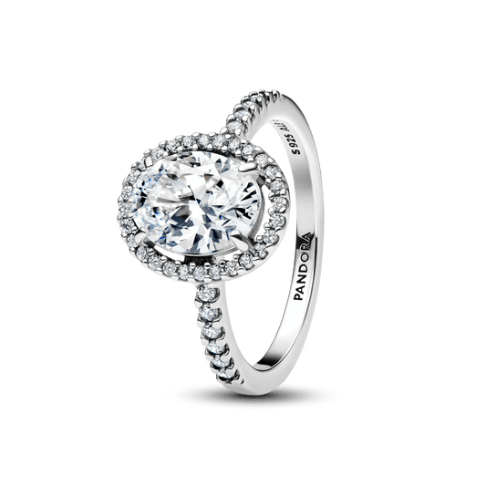 Išraiškingas spindintis žiedas su ovalo formos aureole - Pandora Lietuva