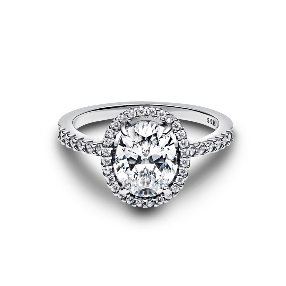 Išraiškingas spindintis žiedas su ovalo formos aureole - Pandora Lietuva