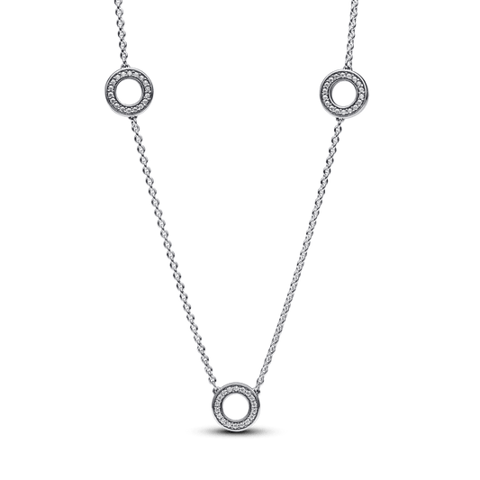 Kaklo grandinėlė su apskritimais, pavé stiliumi inkrustuotais akmenėliais - Pandora Lietuva