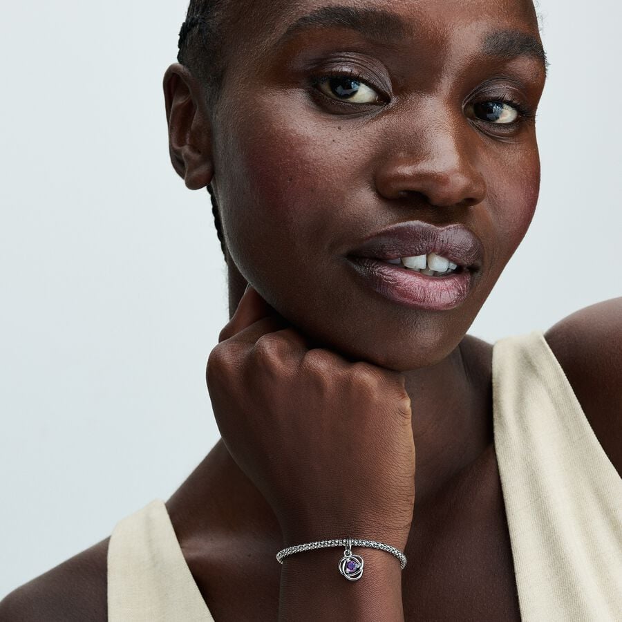 Karoliukas - pakabukas „Amžinybės ratas“ su violetiniu kristalu - Pandora Lietuva