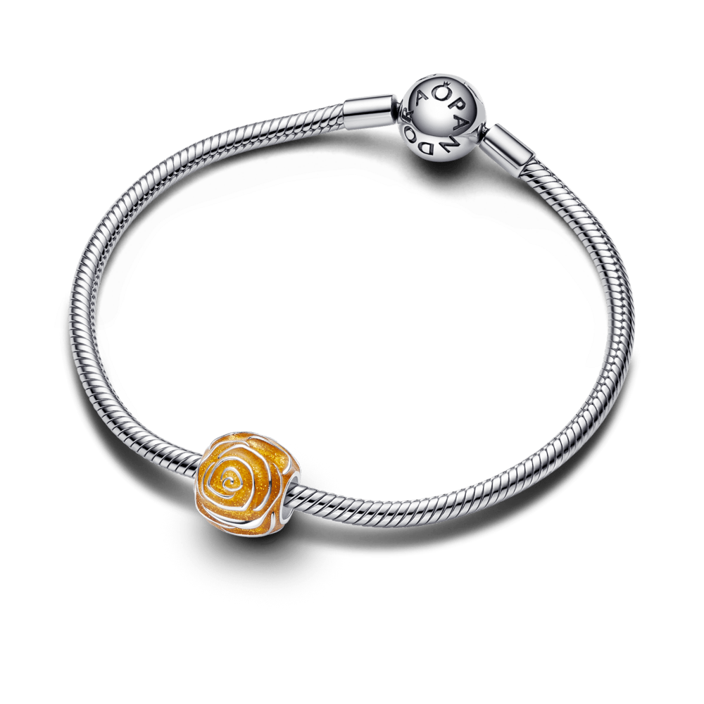 Karoliukas „Žydinti geltonos spalvos rožė“ - Pandora Lietuva