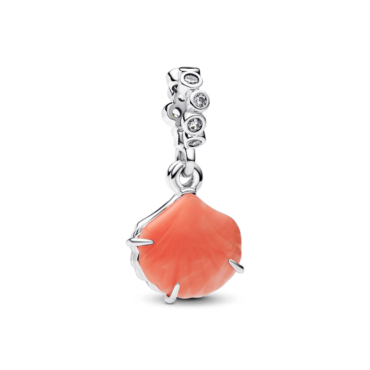 Koralo spalvos dvigubas kabantis karoliukas „Kriauklė“ - Pandora Lietuva