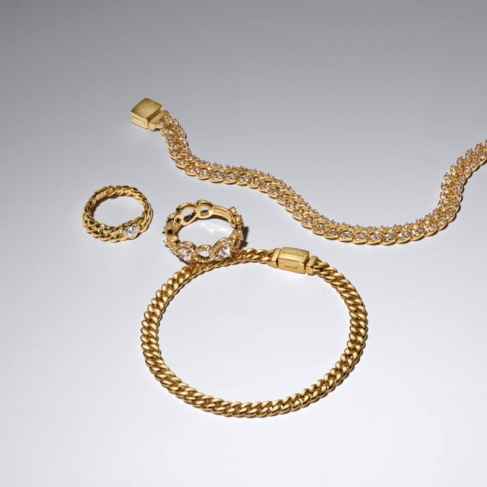 Kubos tipo grandinėlės žiedas su širdimi - Pandora Lietuva