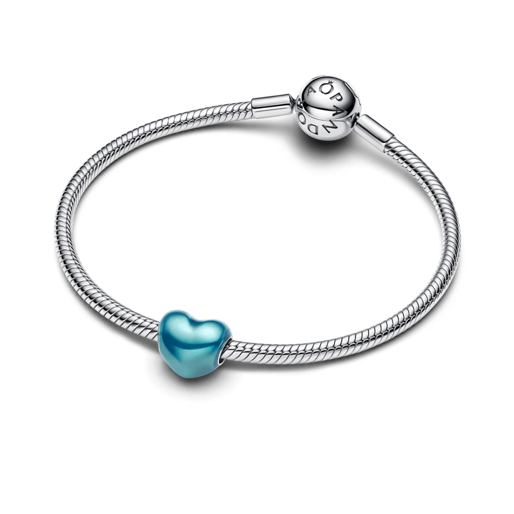 Metalinio spindesio karoliukas „Žydra širdis“ - Pandora Lietuva