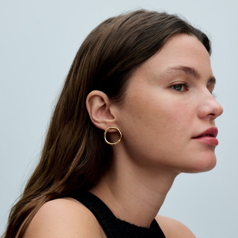 Organiškos formos apskriti auskarai - Pandora Lietuva