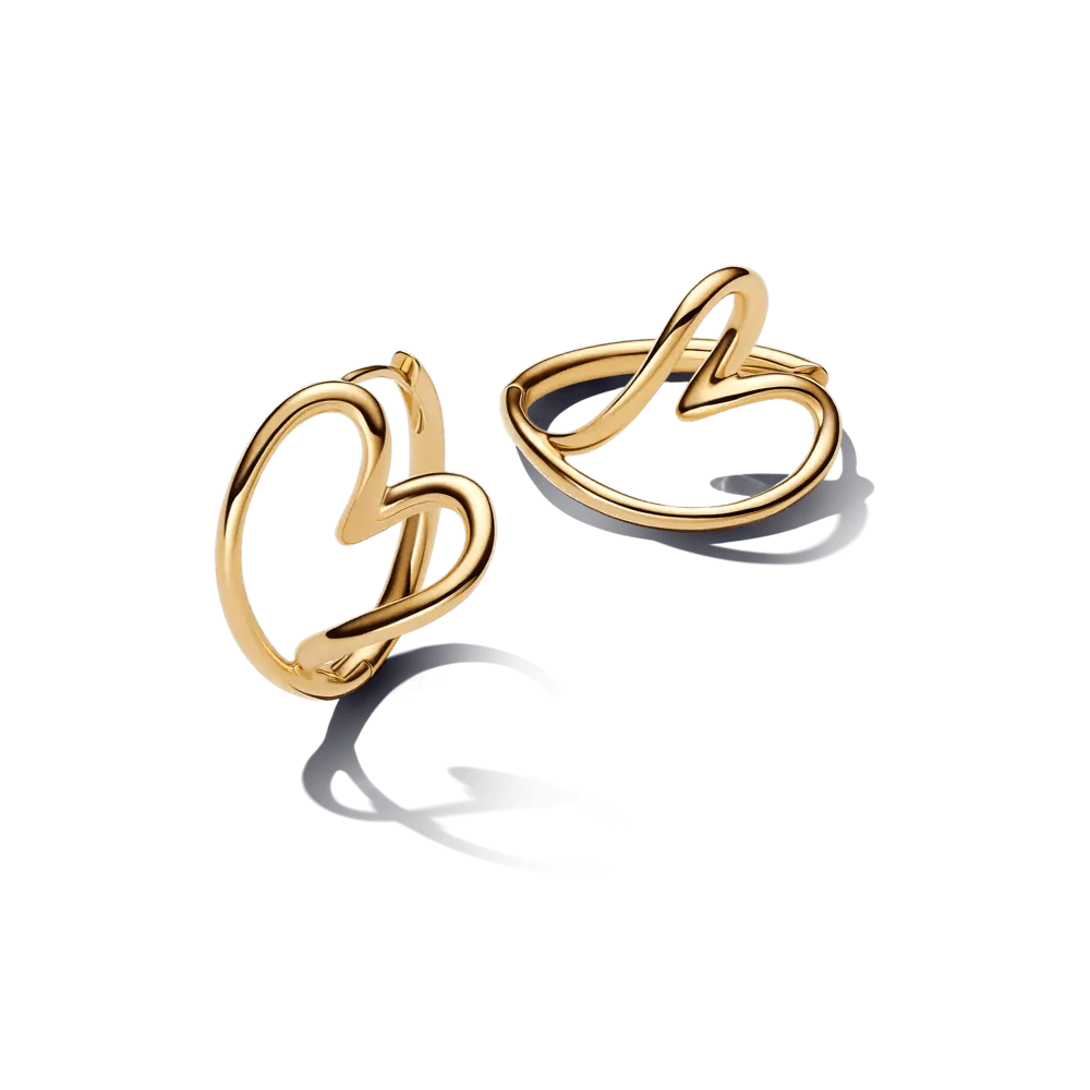 Organiškos lankelio formos auskarai „Širdis“ - Pandora Lietuva