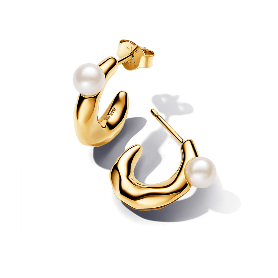 Organiškos lanko formos auskarai su apdorotais, dirbtiniu būdu išaugintais gėlavandeniais perlais - Pandora Lietuva