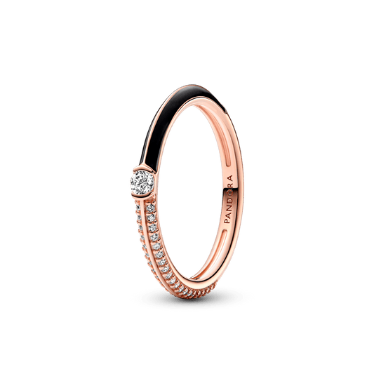 Pandora ME Pave ir juodas dvigubas žiedas - Pandora Lietuva