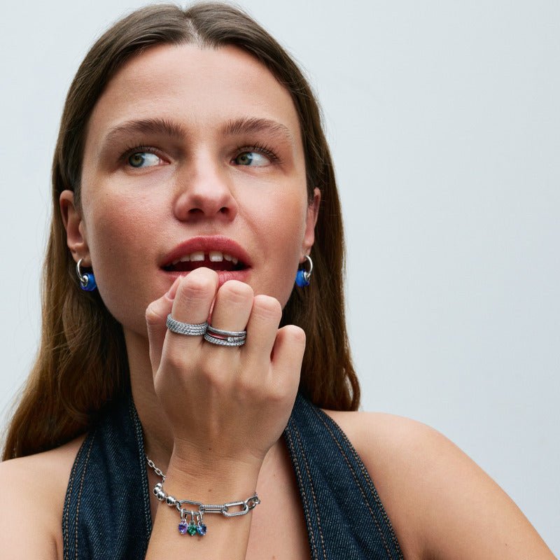 Pandora ME Pave ir raudonas dvigubas žiedas - Pandora Lietuva