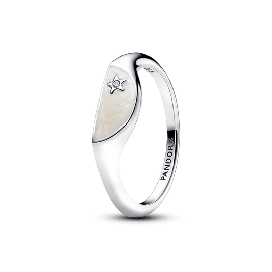 „Pandora ME“ pusiau emaliuotas žiedas-signetė - Pandora Lietuva