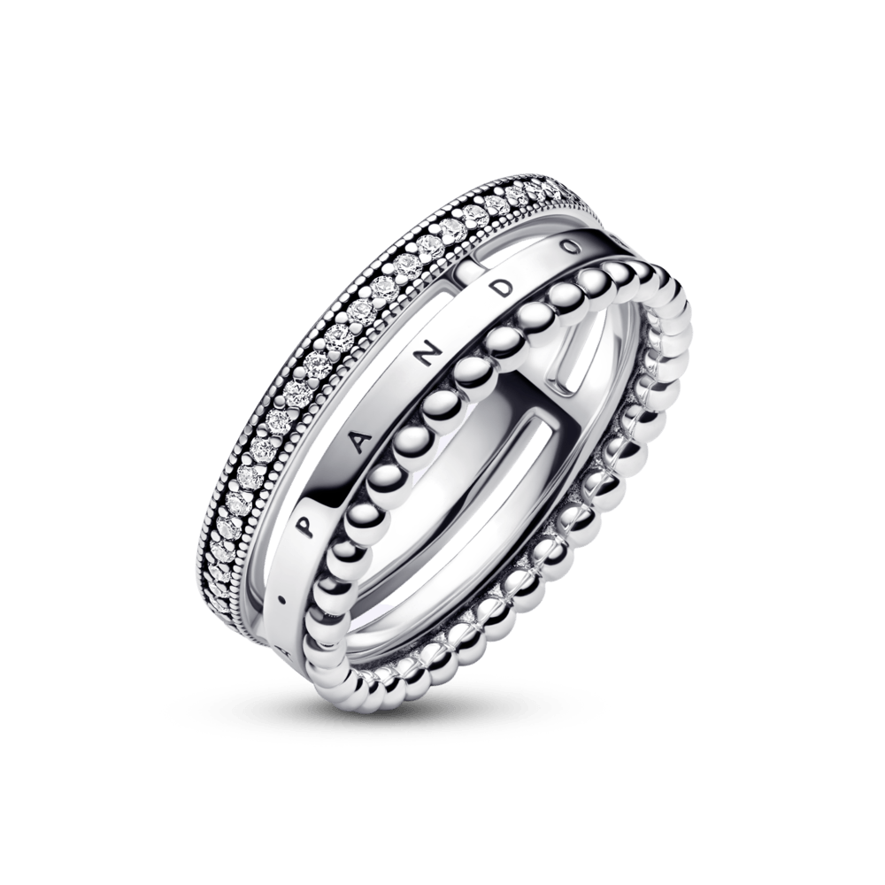 Pandora Signature Logo Pavé & Beads Ring žiedas - Pandora LT