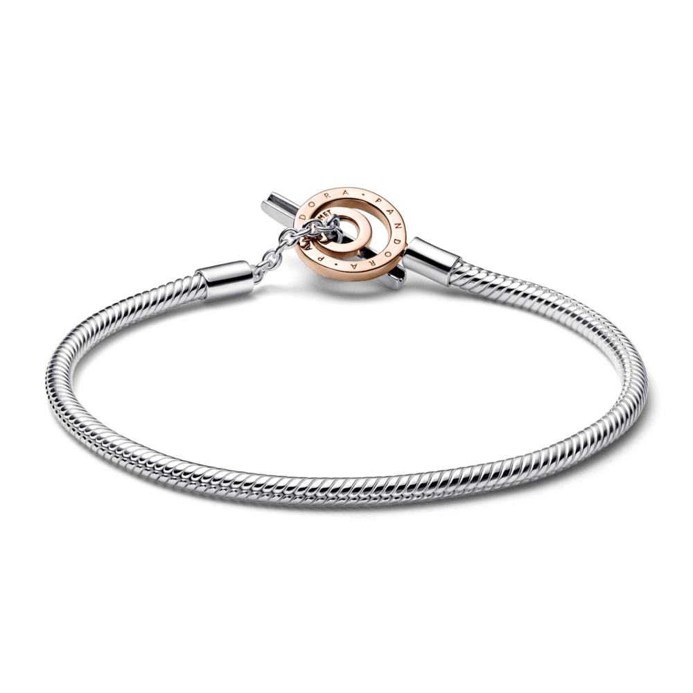 Pandora Signature Two-tone Logo T-Bar Snake Chain Bracelet apyrankė - Pandora LT