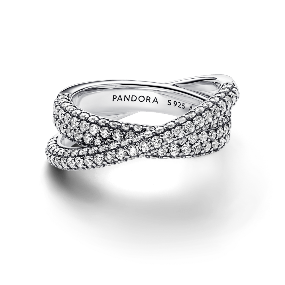 Pandora Timeless Kryžminis Pavé Dvigubos Juostos Žiedas - Pandora Lietuva