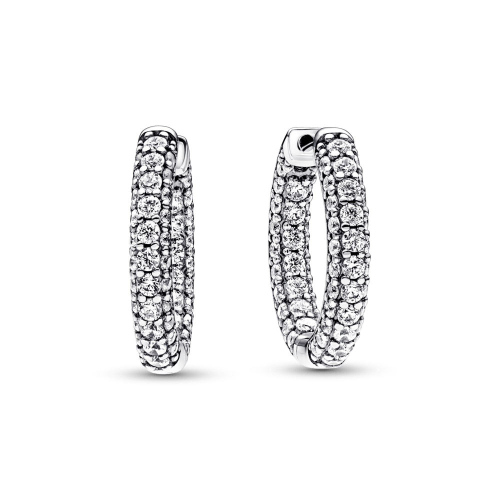 Pandora Timeless Pavé vienos eilės auskarai su lankeliu - Pandora Lietuva