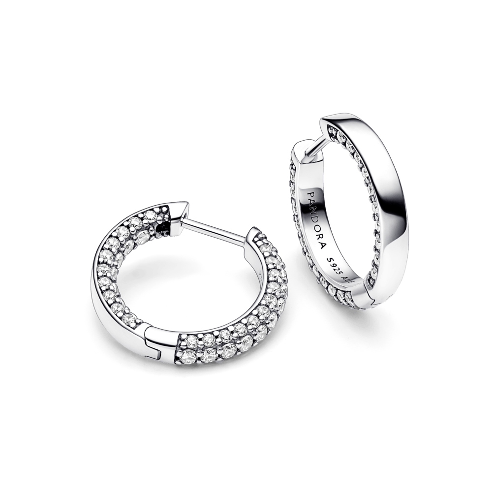 Pandora Timeless Pavé vienos eilės auskarai su lankeliu - Pandora Lietuva