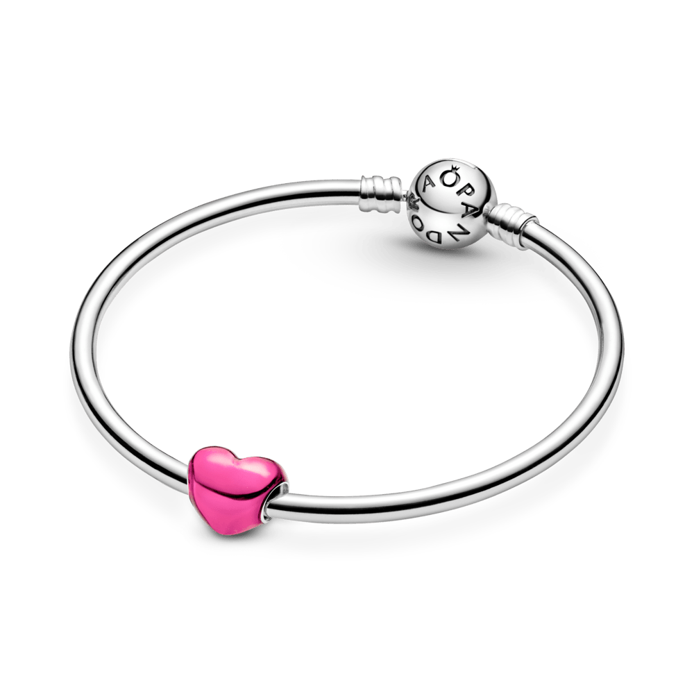 Rausvos širdelės karoliukas - Pandora Lietuva