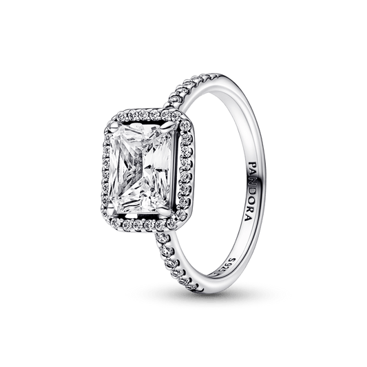 Rectangular Sparkling Halo Ring - Pandora LT