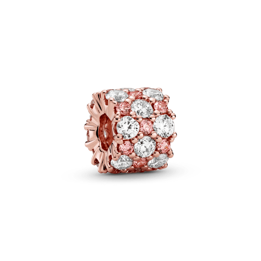 Rožinės ir skaidrios spalvos žėrintis karoliukas - Pandora Lietuva