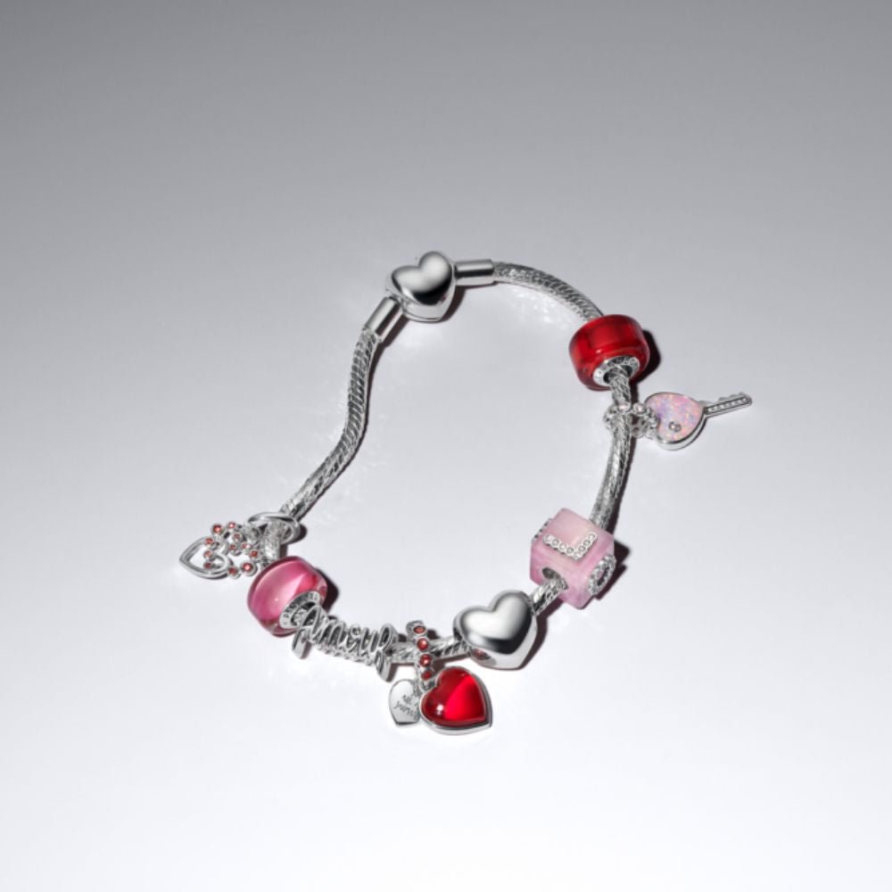 Rožinio Murano stiklo karoliukas „Meilės kubas“ - Pandora Lietuva