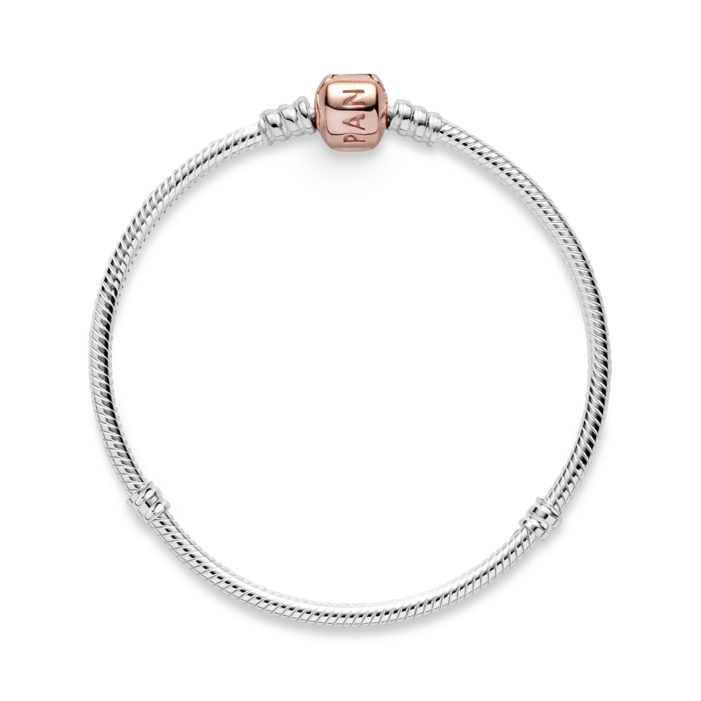 Sidabrinė apyrankė su 14 karatų rausvojo aukso padengto metalo užsegimu - Pandora Lietuva