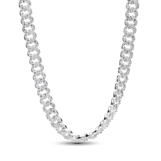 Sidabrinė grandinėlė su skaidriu kubiniu cirkoniu - Pandora Lietuva