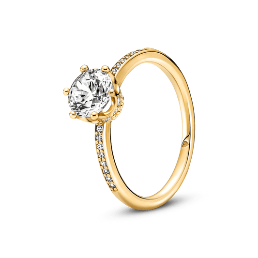 Skaidrus žėrintis karūnos formos žiedas - Pandora Lietuva