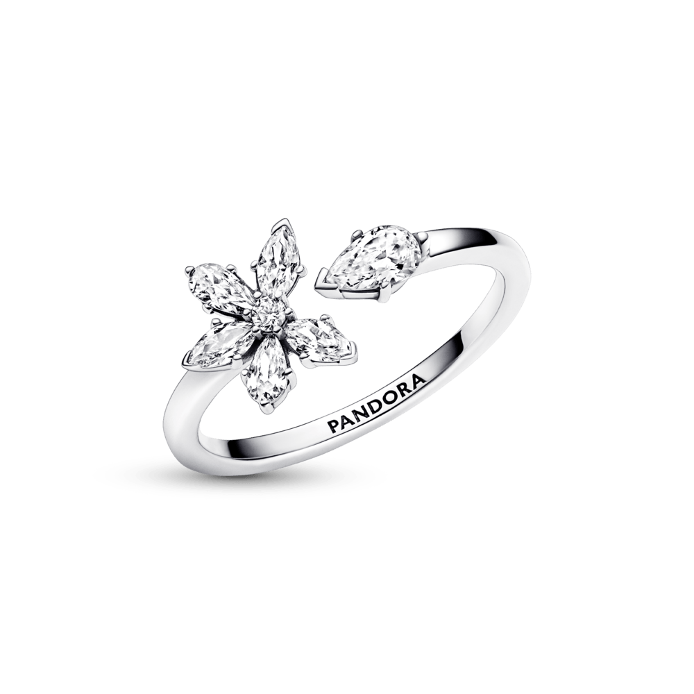Sparkling Herbarium Cluster Open Ring žiedas - Pandora Lietuva