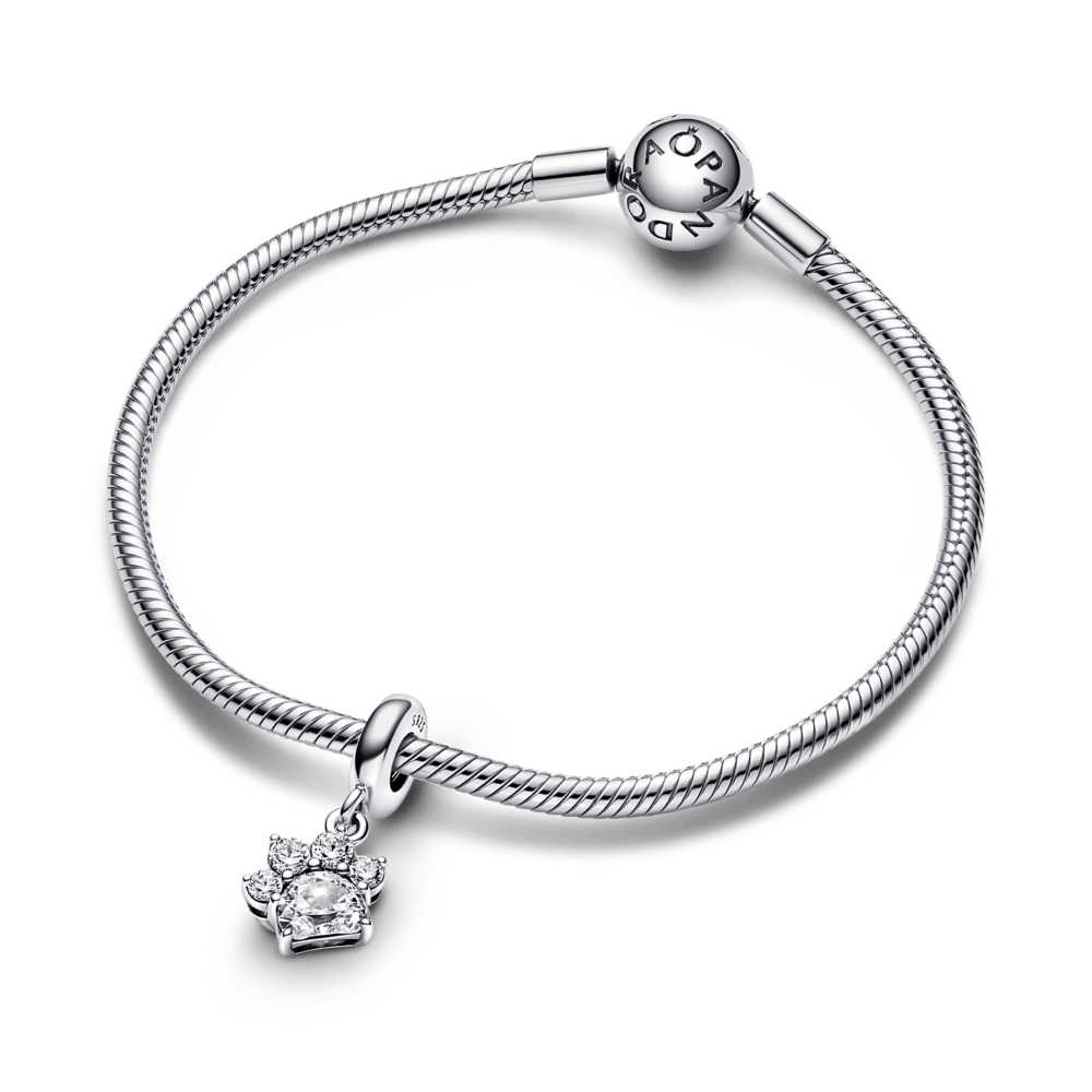 Sparkling Pet Paw Print Dangle Charm pakabukas - Pandora Lietuva