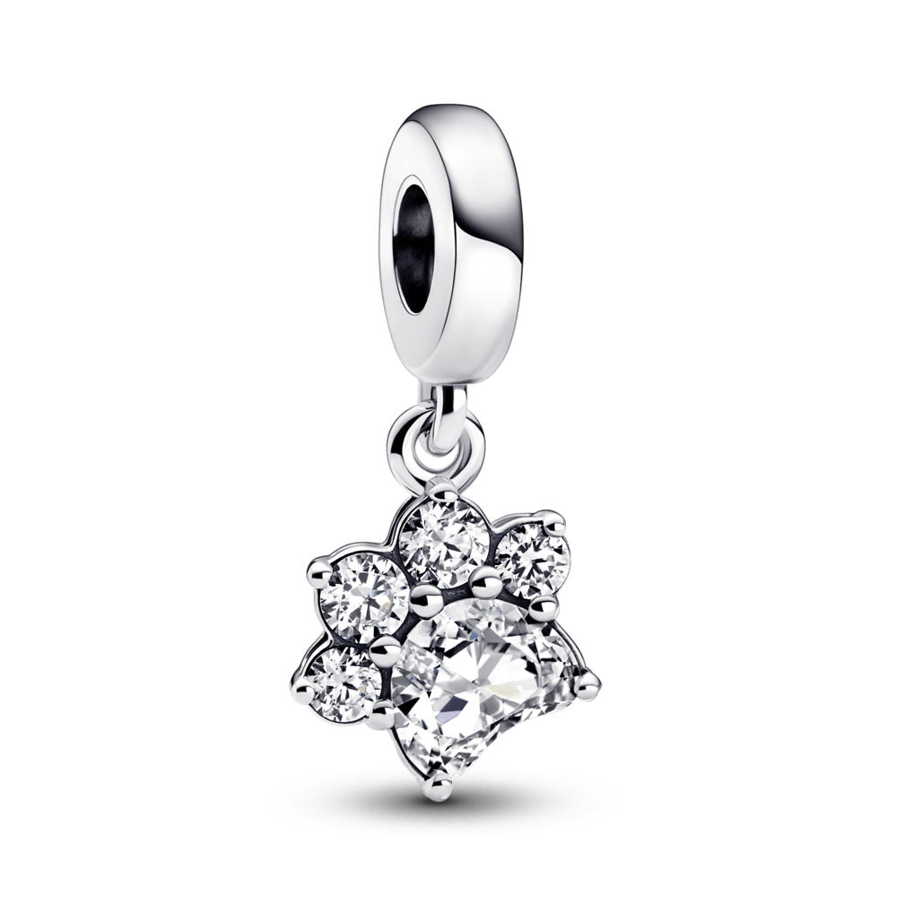 Sparkling Pet Paw Print Dangle Charm pakabukas - Pandora LT