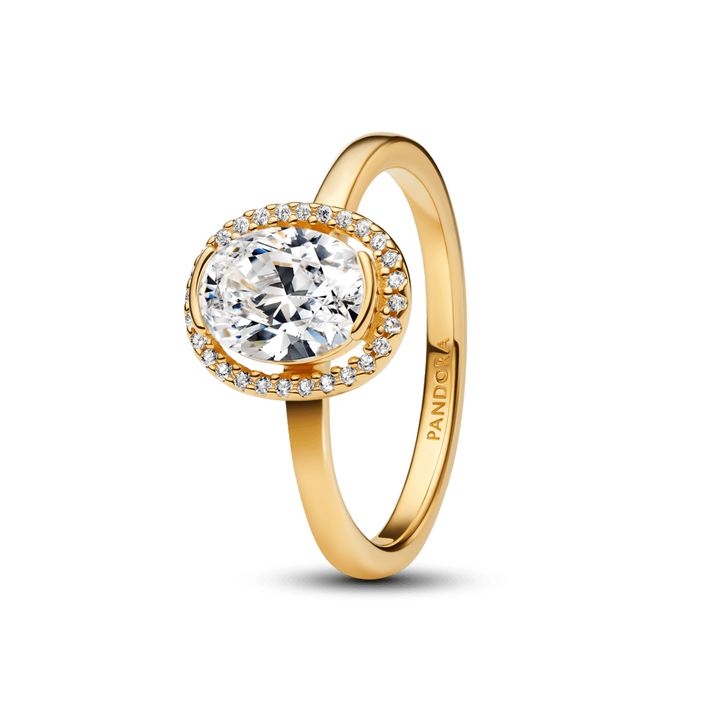 Spindintis žiedas su ovalo formos aureole - Pandora Lietuva