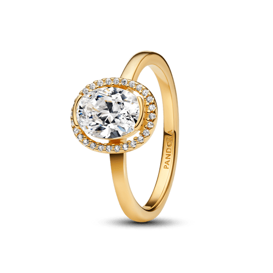Spindintis žiedas su ovalo formos aureole - Pandora Lietuva