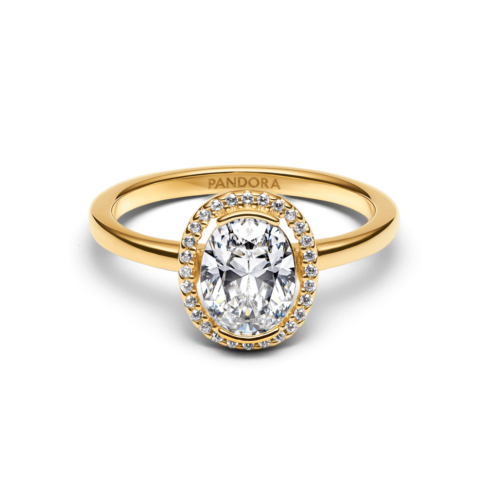 Spindintis žiedas su ovalo formos aureole - Pandora Lietuva
