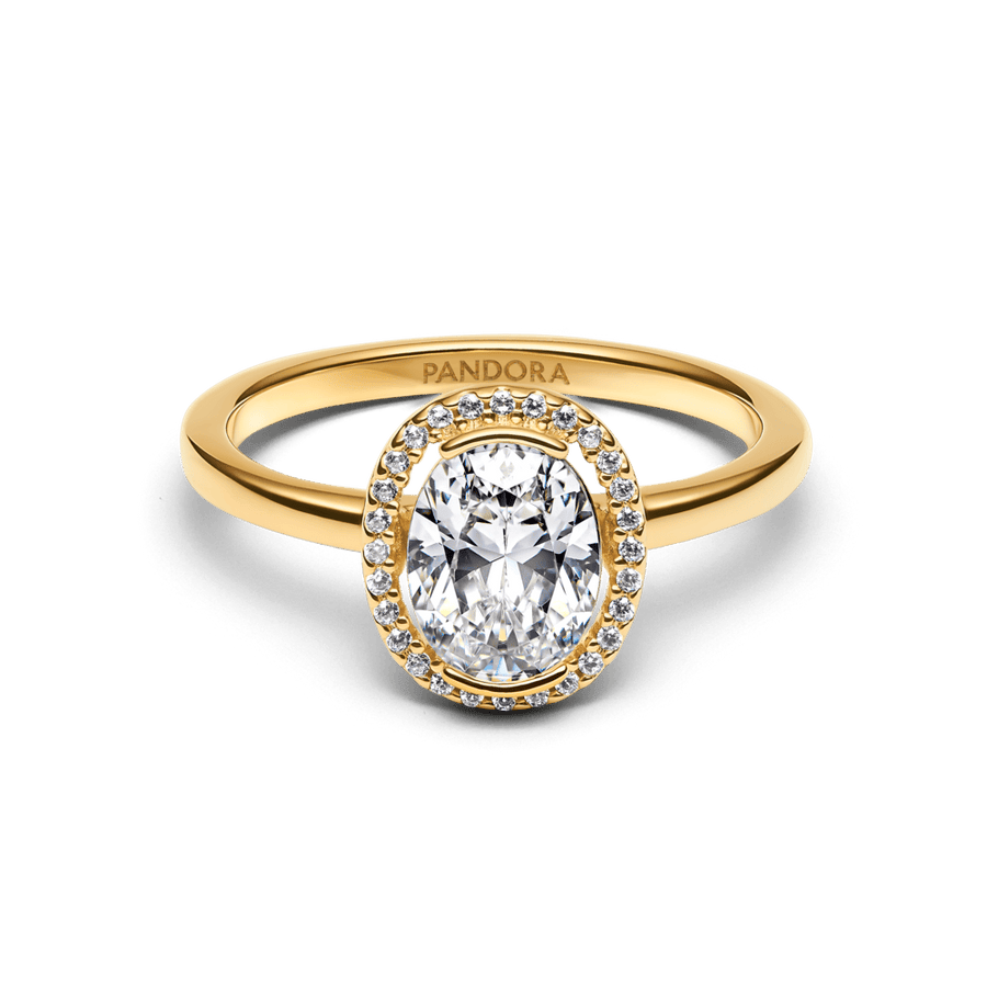 Spindintis žiedas su ovalo formos aureole - Pandora Lietuva